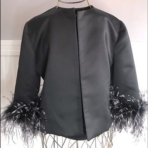 Adrienne Laudau ostrich feather jacket